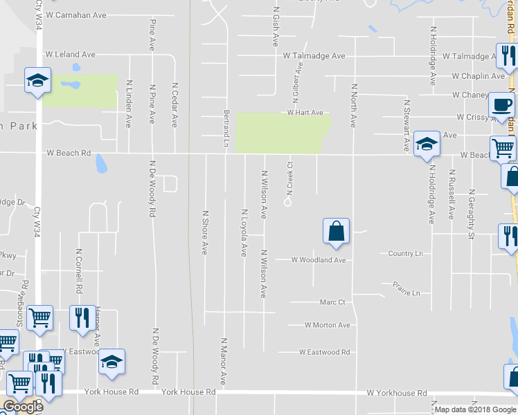 map of restaurants, bars, coffee shops, grocery stores, and more near 38332 North Wilson Avenue in Beach Park