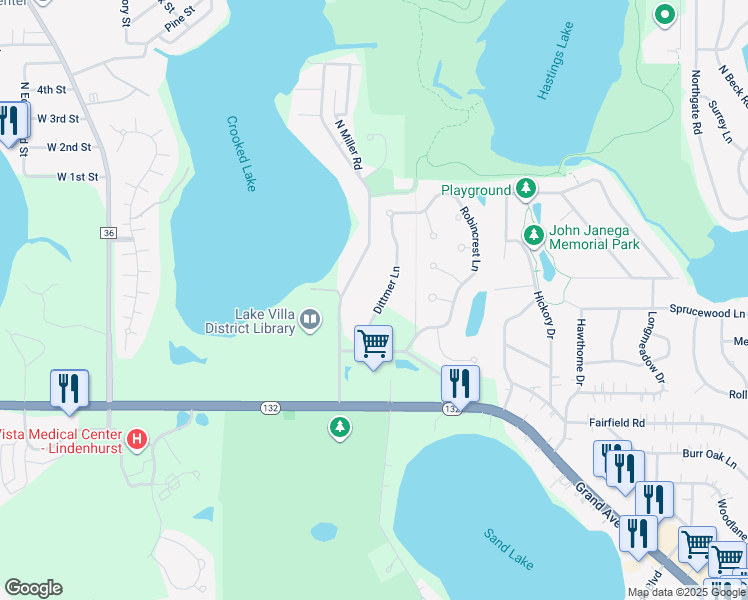 map of restaurants, bars, coffee shops, grocery stores, and more near 140 Dittmer Lane in Lindenhurst