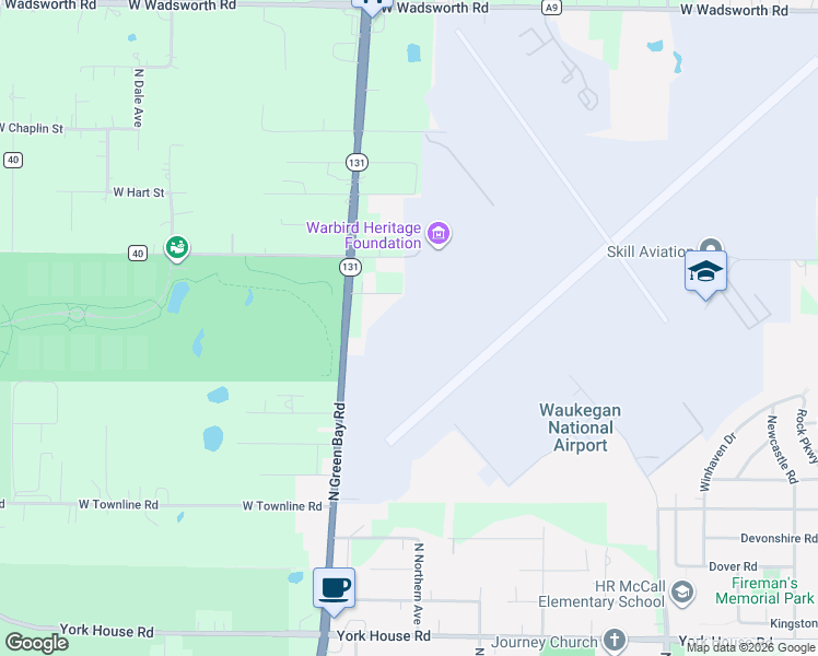 map of restaurants, bars, coffee shops, grocery stores, and more near 38321 North Green Bay Road in Waukegan