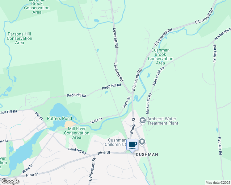 map of restaurants, bars, coffee shops, grocery stores, and more near 559 Pulpit Hill Road in Amherst