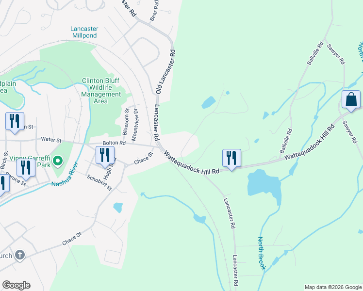 map of restaurants, bars, coffee shops, grocery stores, and more near 46 Sargent Road in Bolton