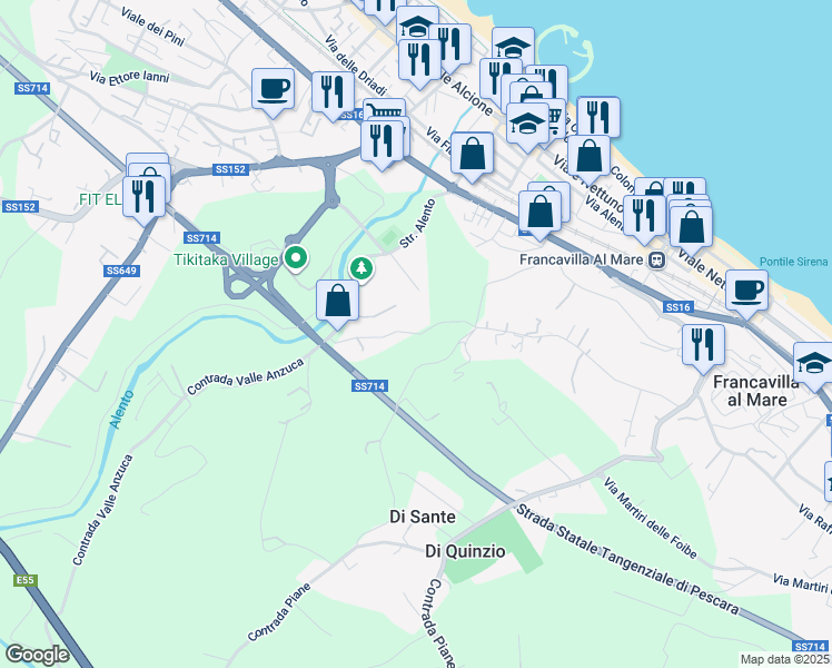 map of restaurants, bars, coffee shops, grocery stores, and more near 6 Contrada Valle Anzuca in Francavilla al Mare