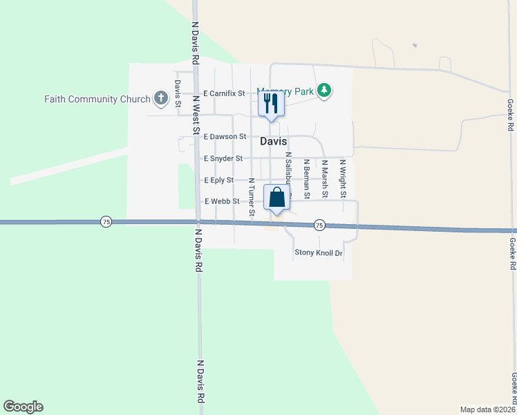 map of restaurants, bars, coffee shops, grocery stores, and more near 204 North Turner Street in Davis