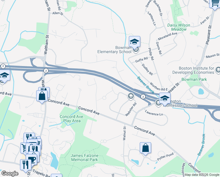 map of restaurants, bars, coffee shops, grocery stores, and more near 7 Lawn Avenue in Lexington