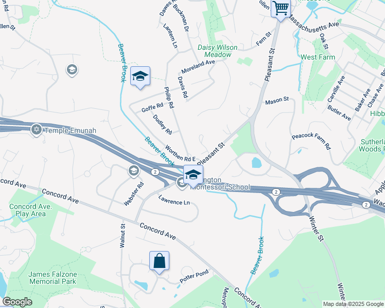 map of restaurants, bars, coffee shops, grocery stores, and more near 44 Philip Road in Lexington