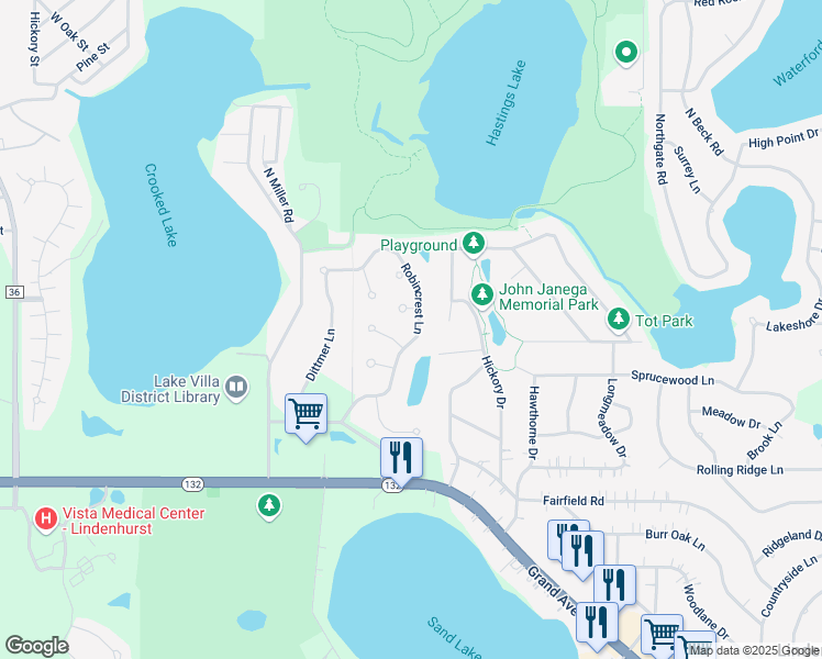 map of restaurants, bars, coffee shops, grocery stores, and more near 1601 Oriole Court in Lindenhurst