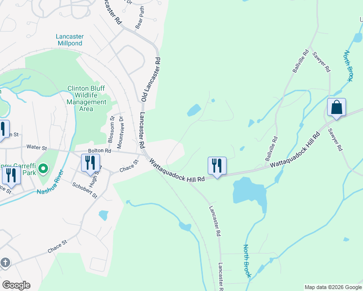 map of restaurants, bars, coffee shops, grocery stores, and more near 31 Sargent Road in Bolton