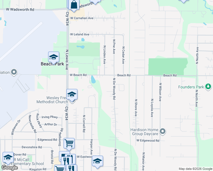 map of restaurants, bars, coffee shops, grocery stores, and more near 38415 North New York Avenue in Beach Park