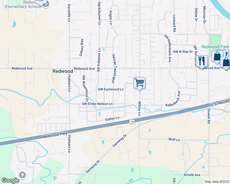 map of restaurants, bars, coffee shops, grocery stores, and more near 1670 Nunnwood Lane in Grants Pass