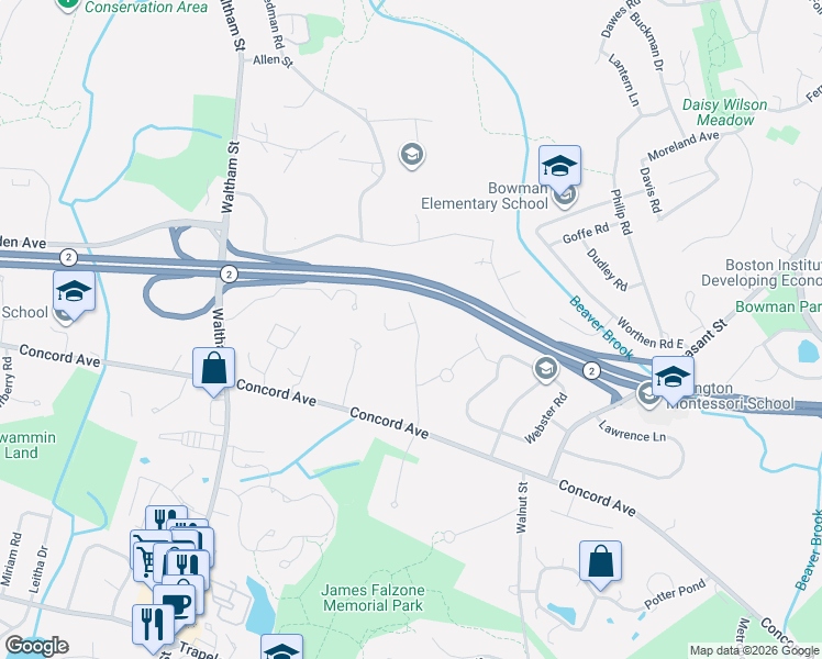 map of restaurants, bars, coffee shops, grocery stores, and more near 20 Blossom Street in Lexington