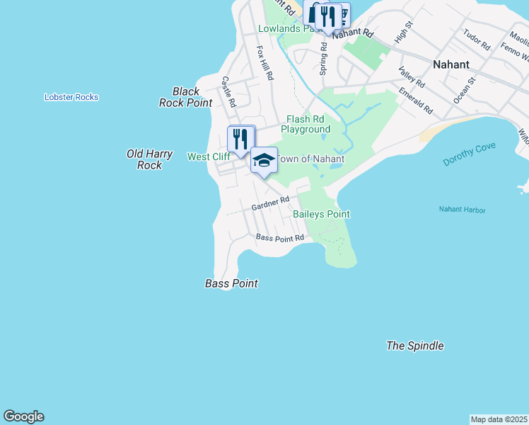 map of restaurants, bars, coffee shops, grocery stores, and more near 16 Irving Way in Nahant