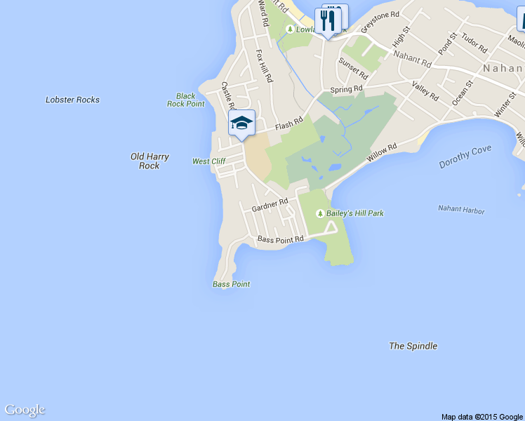 map of restaurants, bars, coffee shops, grocery stores, and more near 16 Irving Way in Nahant