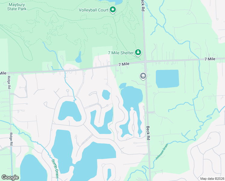 map of restaurants, bars, coffee shops, grocery stores, and more near 18806 Overlook Trail in Northville