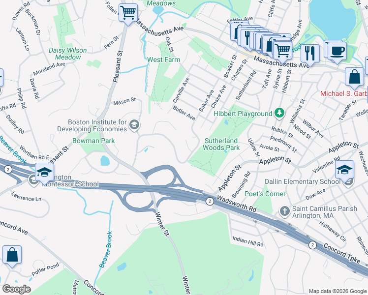 map of restaurants, bars, coffee shops, grocery stores, and more near 4 Compton Cir in Lexington