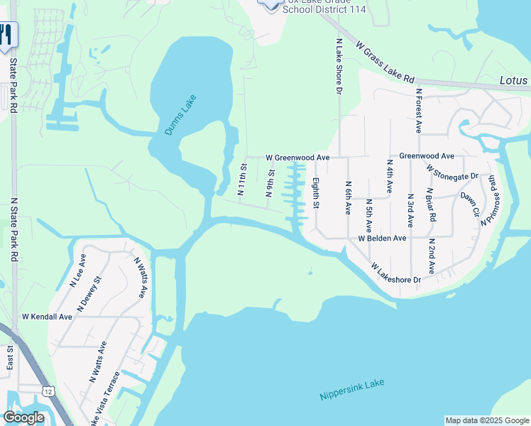 map of restaurants, bars, coffee shops, grocery stores, and more near 28231 West Stewart Avenue in Spring Grove