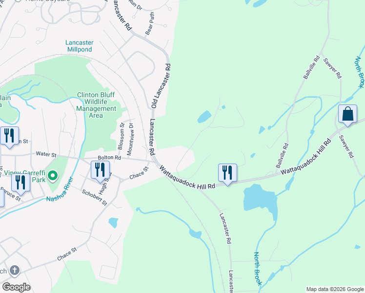 map of restaurants, bars, coffee shops, grocery stores, and more near 31 Sargent Road in Bolton