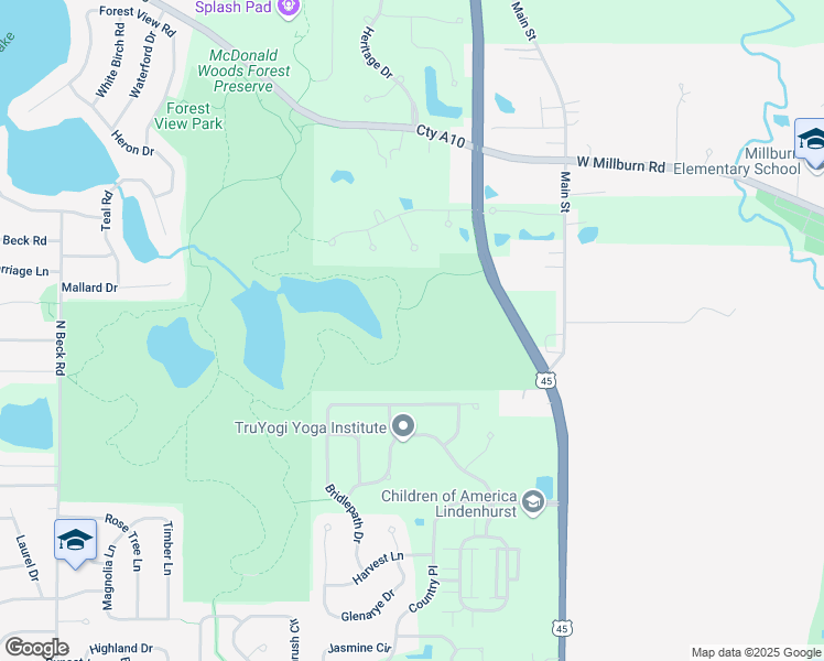 map of restaurants, bars, coffee shops, grocery stores, and more near 38400 North Highway 45 in Old Mill Creek