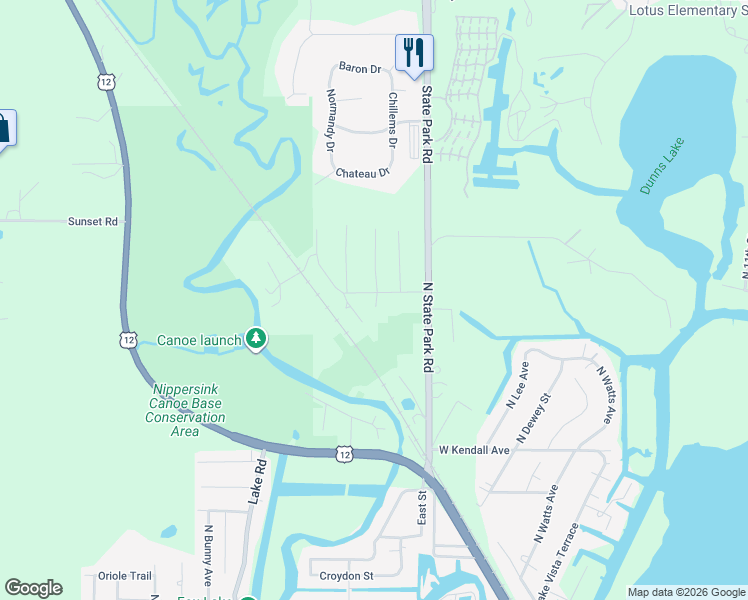 map of restaurants, bars, coffee shops, grocery stores, and more near 6365 Maple Glen Drive in Wonder Lake