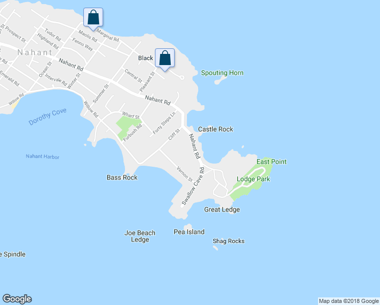 map of restaurants, bars, coffee shops, grocery stores, and more near 409 Nahant Road in Nahant