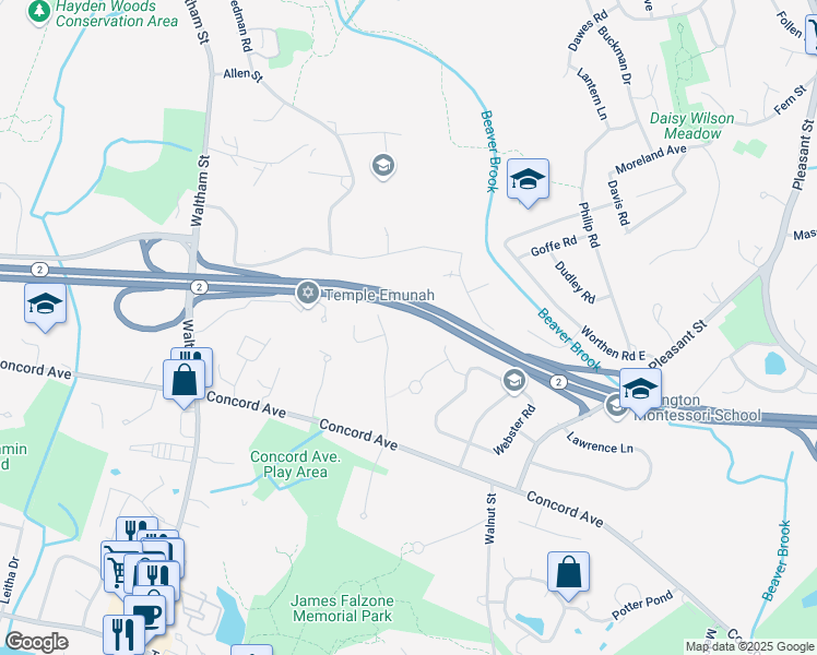 map of restaurants, bars, coffee shops, grocery stores, and more near 25 Blossom St in Lexington