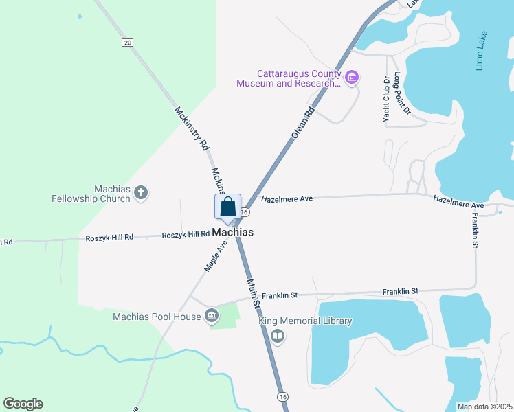 map of restaurants, bars, coffee shops, grocery stores, and more near 9718 Main Street in Machias