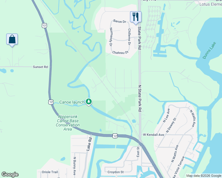 map of restaurants, bars, coffee shops, grocery stores, and more near 6405 North Shore Avenue in Spring Grove