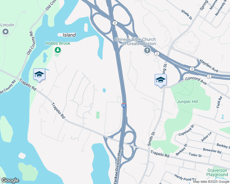 map of restaurants, bars, coffee shops, grocery stores, and more near 170 Tracer Lane in Waltham