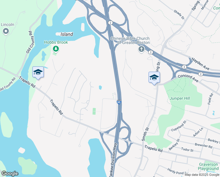 map of restaurants, bars, coffee shops, grocery stores, and more near 170 Tracer Lane in Waltham