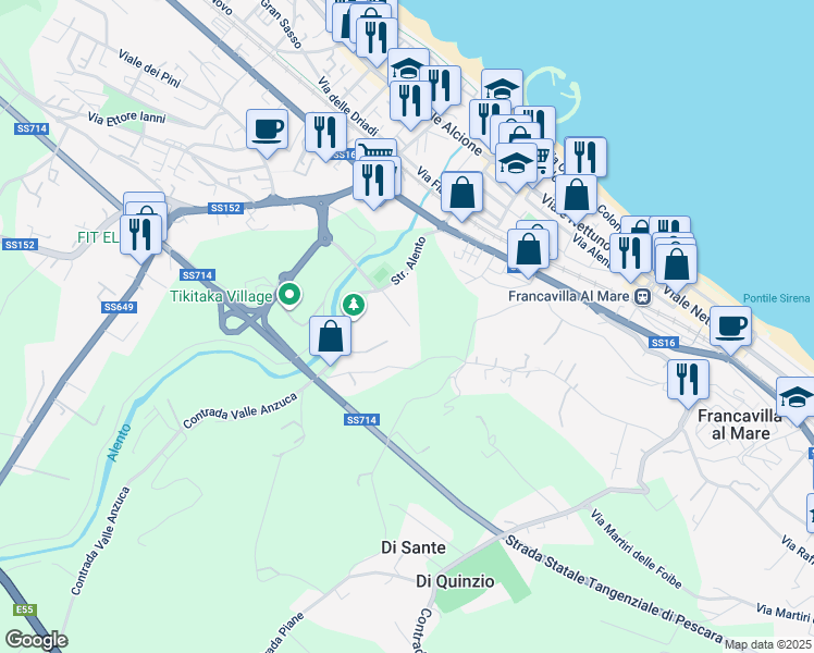 map of restaurants, bars, coffee shops, grocery stores, and more near 6 Contrada Valle Anzuca in Francavilla al Mare