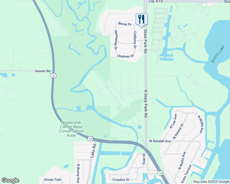 map of restaurants, bars, coffee shops, grocery stores, and more near 6419 North Shore Avenue in Spring Grove