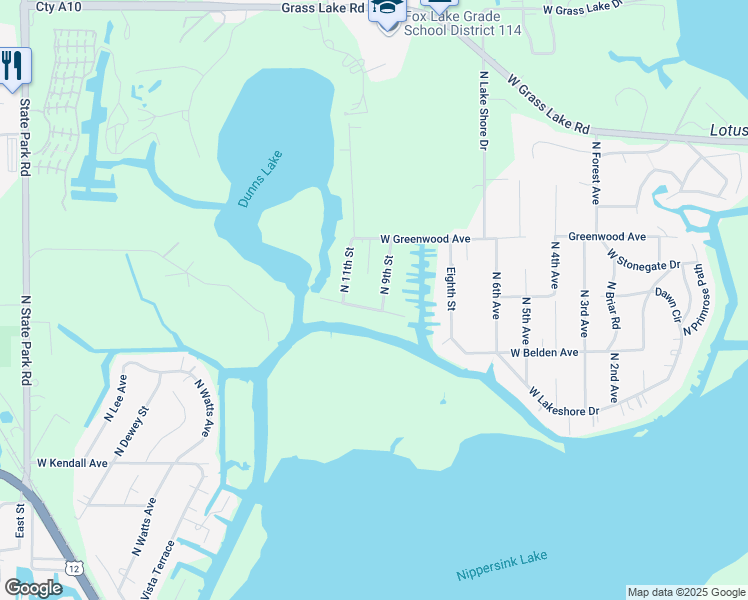 map of restaurants, bars, coffee shops, grocery stores, and more near 28231 West Stewart Avenue in Spring Grove
