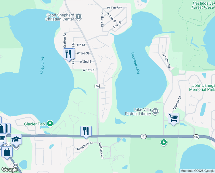 map of restaurants, bars, coffee shops, grocery stores, and more near 298 North Crooked Lake Lane in Lindenhurst