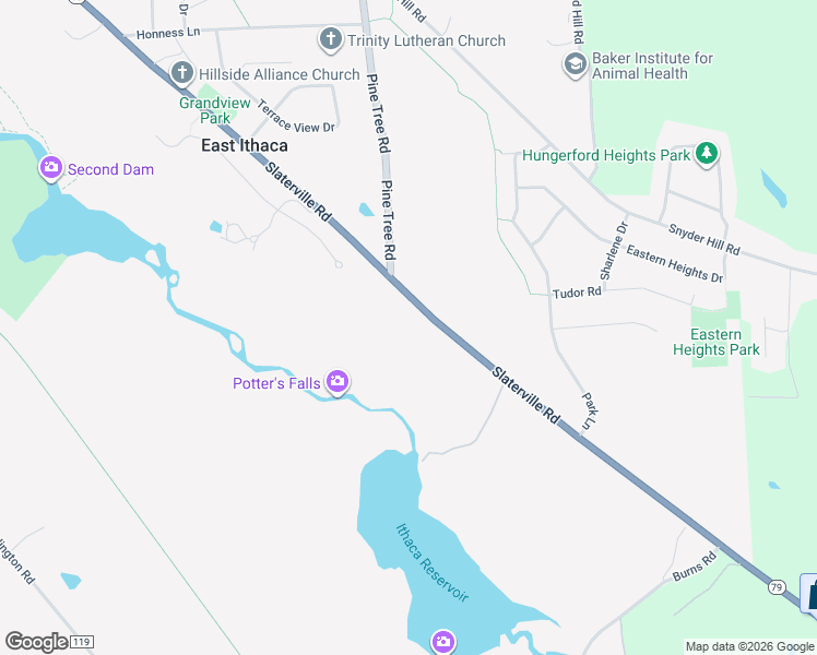 map of restaurants, bars, coffee shops, grocery stores, and more near 1509-09.5 Slaterville Road in Ithaca