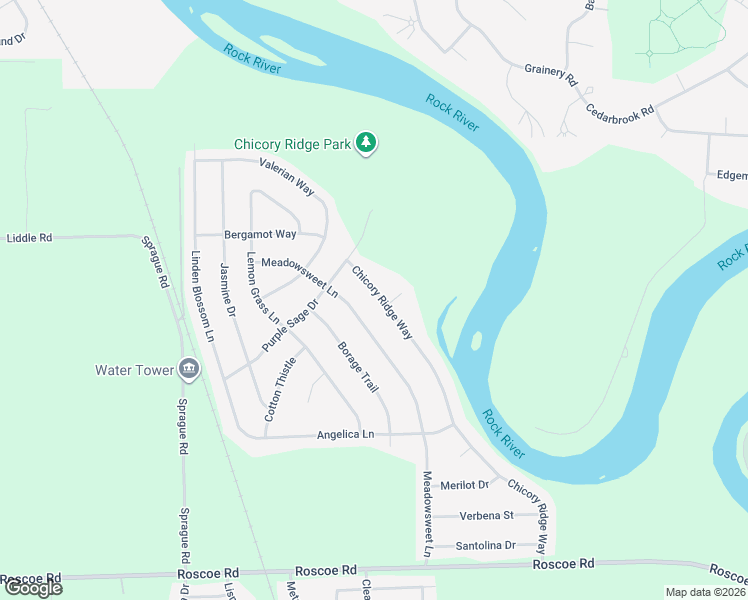 map of restaurants, bars, coffee shops, grocery stores, and more near 11073 Chicory Ridge Way in Roscoe