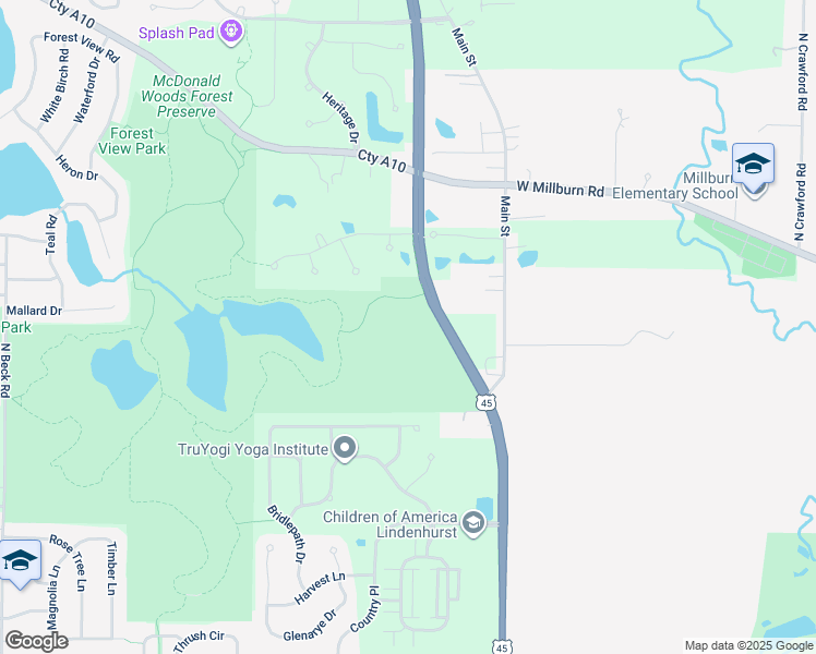 map of restaurants, bars, coffee shops, grocery stores, and more near 38400 U.S. 45 in Old Mill Creek