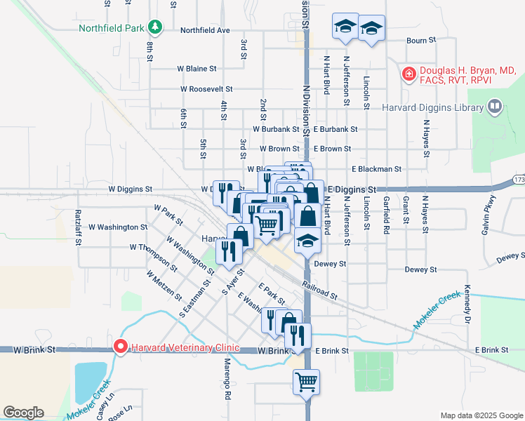 map of restaurants, bars, coffee shops, grocery stores, and more near in Alden