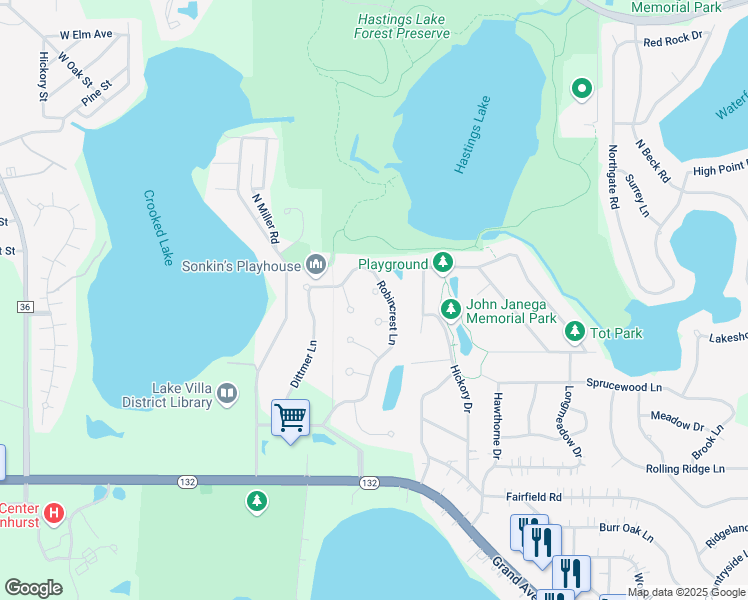 map of restaurants, bars, coffee shops, grocery stores, and more near 335 Robincrest Lane in Lindenhurst