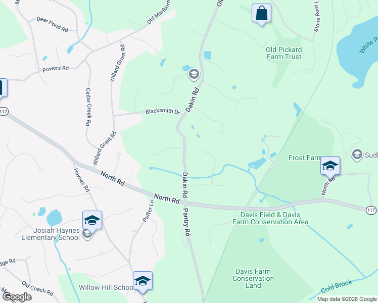 map of restaurants, bars, coffee shops, grocery stores, and more near 40 Tantamouse Trail in Sudbury