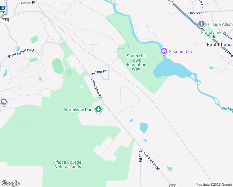 map of restaurants, bars, coffee shops, grocery stores, and more near 112 Pineview Terrace in Ithaca