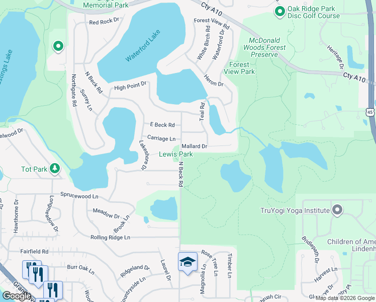 map of restaurants, bars, coffee shops, grocery stores, and more near 2413 Mallard Drive in Lindenhurst