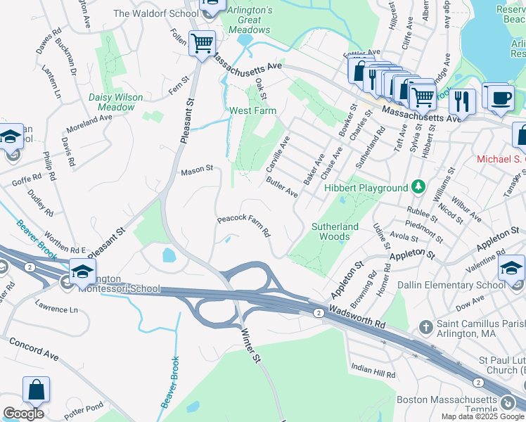 map of restaurants, bars, coffee shops, grocery stores, and more near 11 Trotting Horse Drive in Lexington