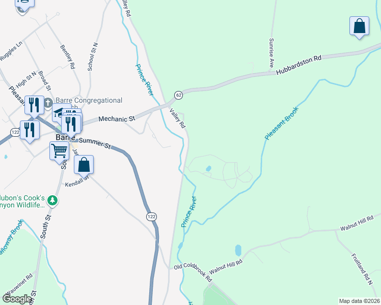 map of restaurants, bars, coffee shops, grocery stores, and more near 446 Valley Rd in Barre