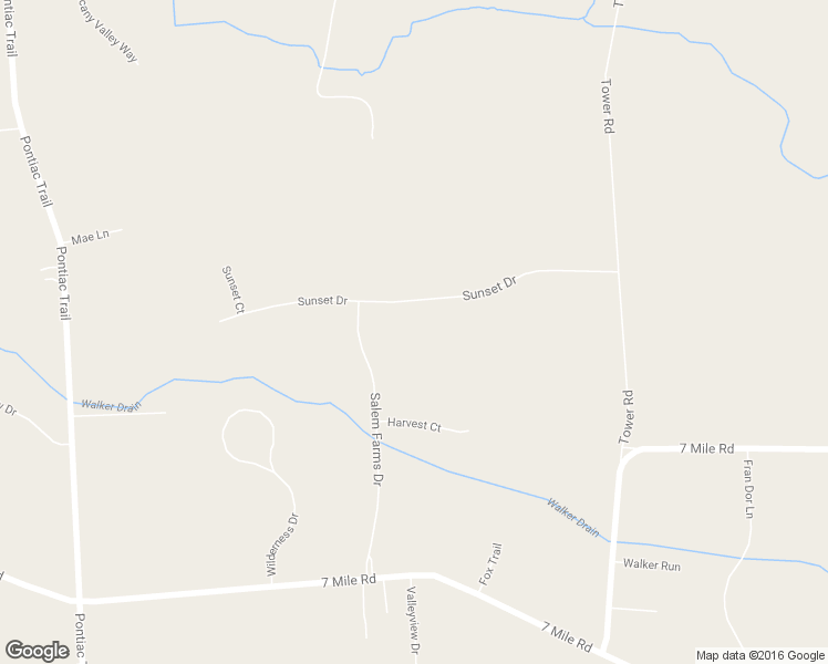 map of restaurants, bars, coffee shops, grocery stores, and more near 6750 Sunset Drive in South Lyon