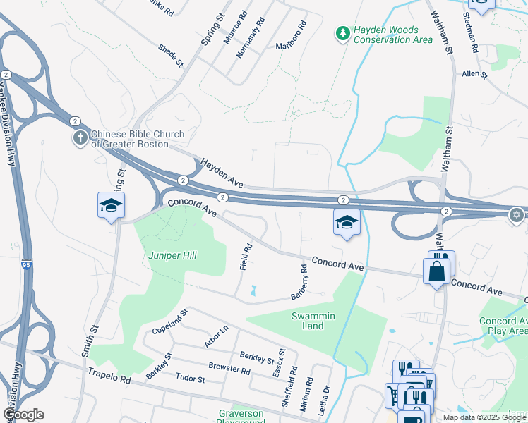 map of restaurants, bars, coffee shops, grocery stores, and more near 9 Benjamin Road in Lexington