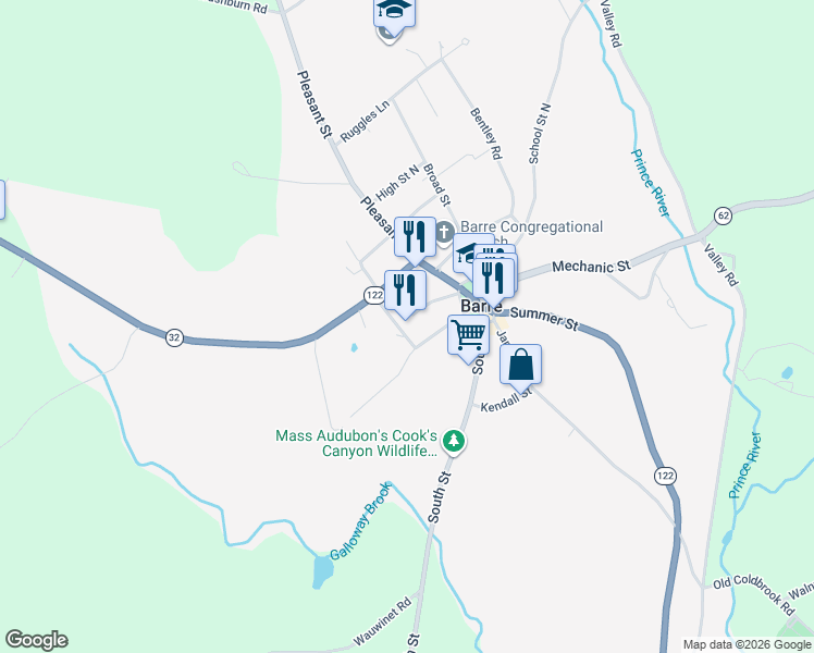 map of restaurants, bars, coffee shops, grocery stores, and more near 59 Allen Drive in Barre