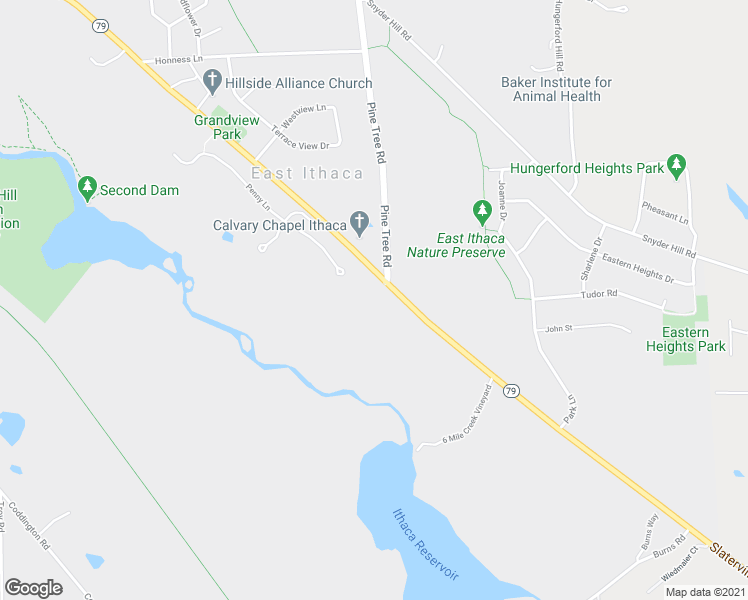 map of restaurants, bars, coffee shops, grocery stores, and more near 1479-79.5 Slaterville Road in Ithaca