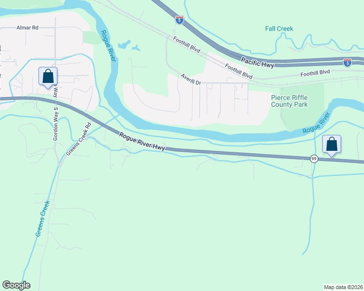 map of restaurants, bars, coffee shops, grocery stores, and more near 4600 Rogue River Highway in Grants Pass