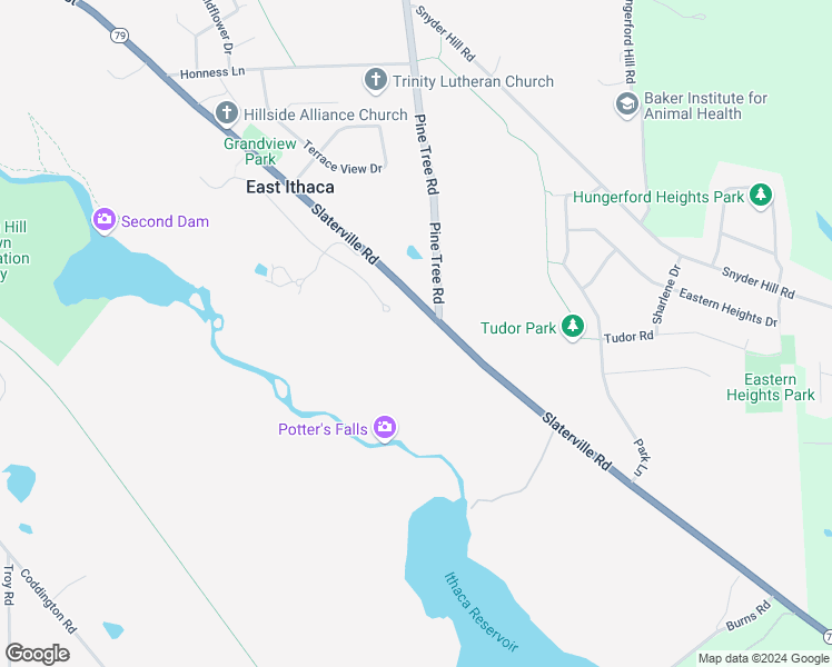 map of restaurants, bars, coffee shops, grocery stores, and more near 1479-79.5 Slaterville Road in Ithaca