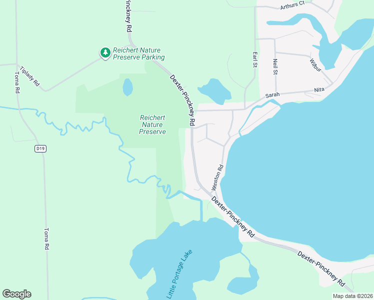 map of restaurants, bars, coffee shops, grocery stores, and more near 9805 Dexter-Pinckney Road in Pinckney