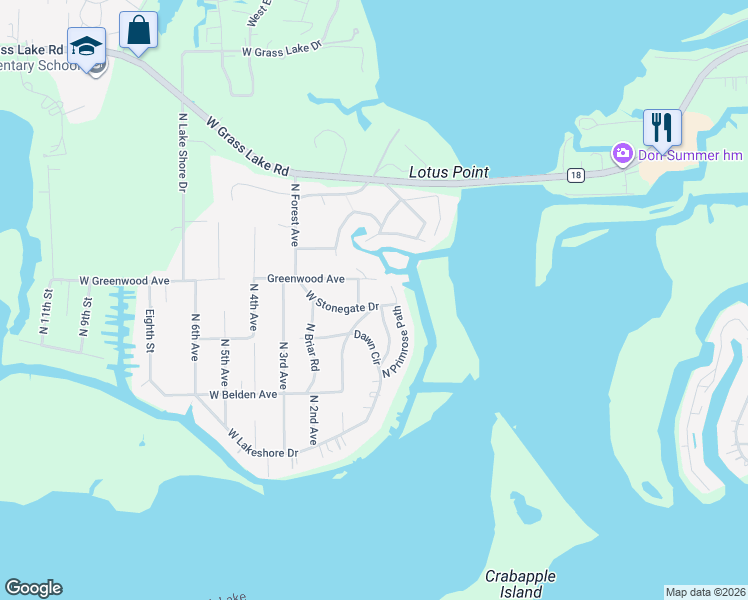 map of restaurants, bars, coffee shops, grocery stores, and more near 27624 West Rowe Avenue in Spring Grove